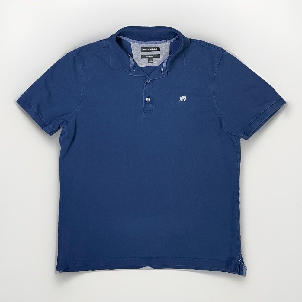 Banana Republic Men's Classic Fit Monogram Pique Polo Shirt Short Sleeve Size LG